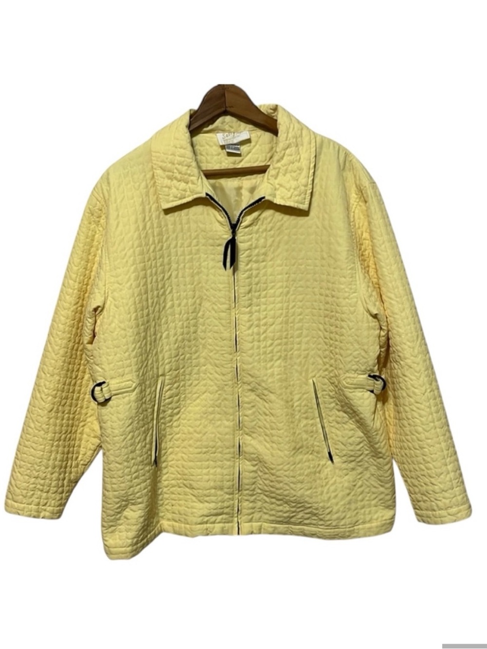 F8- Yellow soft textured jacket zipup long sleeve pockets extra large xlg